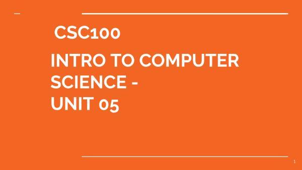 CSC100 - UNIT 05 MANUAL FOR LABORATORIES PRACTICES_EN